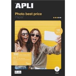 Papel Fotogr�fico Apli Bestprice 11804/ DIN A4/ 140g/ 100 Hojas/ Brillante