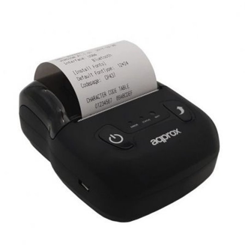 Impresora de Tickets Approx appPOS58PORTABLE+/ T�rmica/ Ancho papel 58mm/ USB-Bluetooth/ Negra