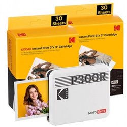 Impresora Port�til Fotogr�fica Kodak Mini 3 Retro/ Tama�o Foto 76.2x76.2mm/ Incluye 2x Papel Fotogr�fico/ Blanca