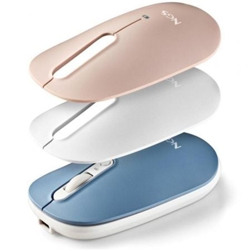 Rat�n Inal�mbrico por Bluetooth NGS Shell-RB/ Bater�a recargable/ Hasta 1600 DPI/ Azul/ Blanco/ Rosa