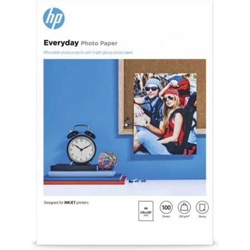 Papel Fotogr�fico HP Everyday Q2510A/ DIN A4/ 200g/ 100 Hojas