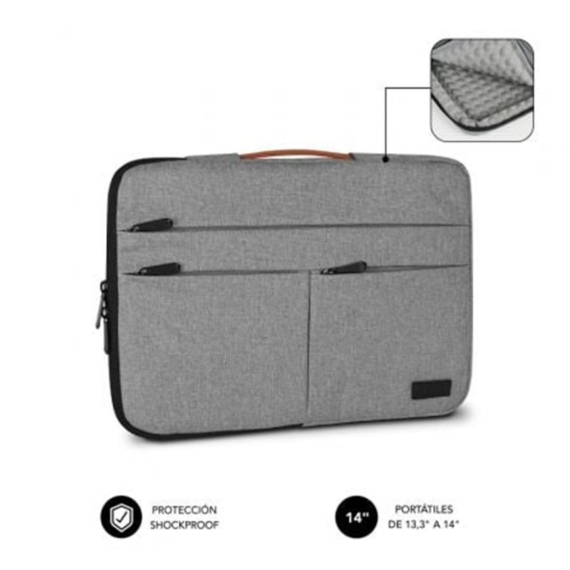 Funda Subblim Air Padding 360 Sleeve para Port�tiles hasta 14"/ Gris Claro