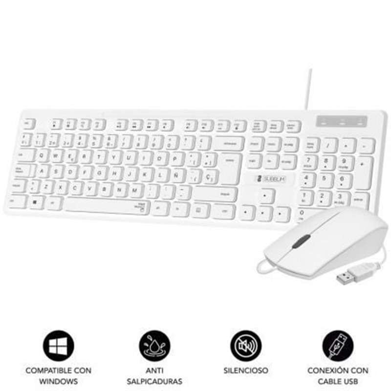 Teclado y Rat�n Subblim Combo Business Slim Silencioso/ Blanco