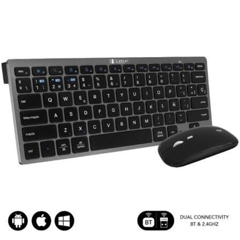 Teclado y Rat�n Inal�mbrico Subblim OCO020 Combo Multidispositivo Compacto/ Gris