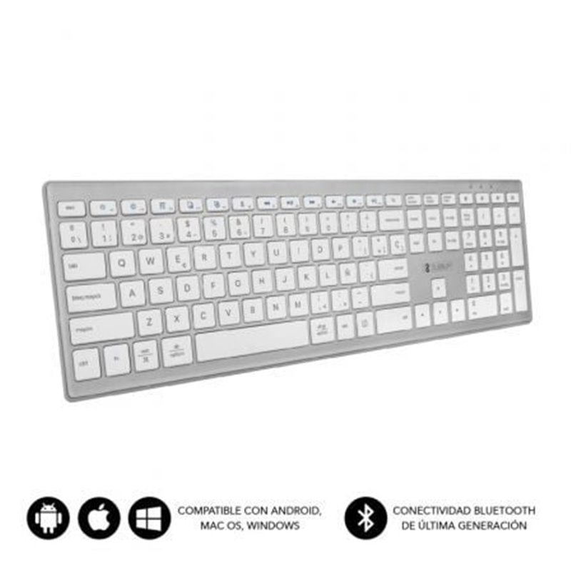 Teclado Inal�mbrico por Bluetooth Subblim 2PUE200 Pure Extended/ Plata