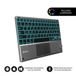 Teclado Compacto Inal�mbrico por Bluetooth Subblim Touchpad Smart Blacklit/ Gris