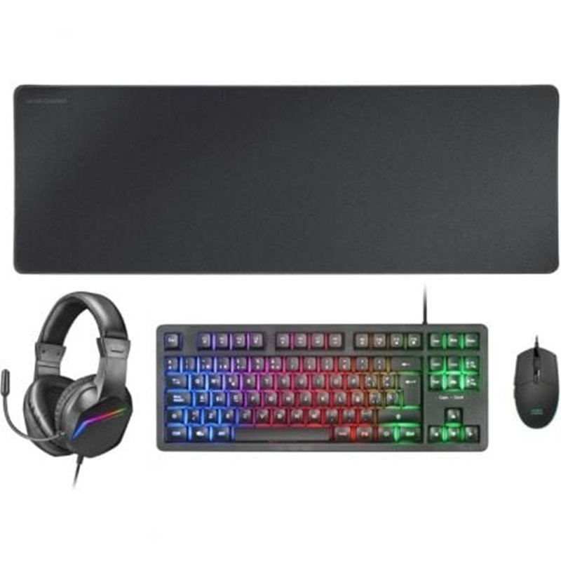 Pack Gaming Mars Gaming MCP-RGB3/ Teclado RGB + Rat�n �ptico + Alfombrilla XXL + Auriculares