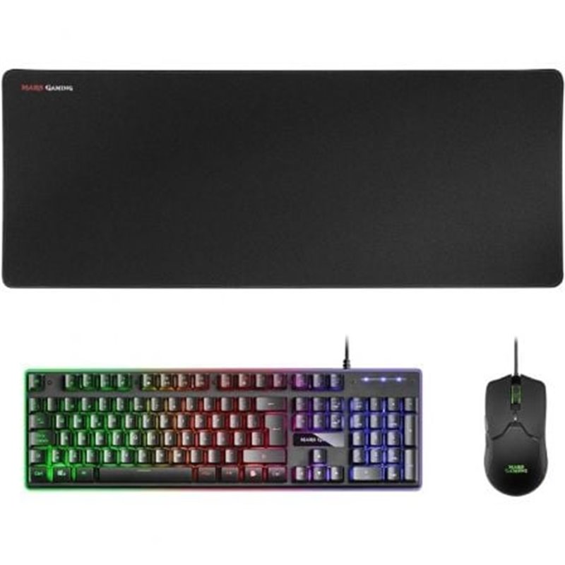 Pack Gaming Mars Gaming MCPX/ Teclado H-MECH  + Rat�n �ptico + Alfombrilla/ Negro