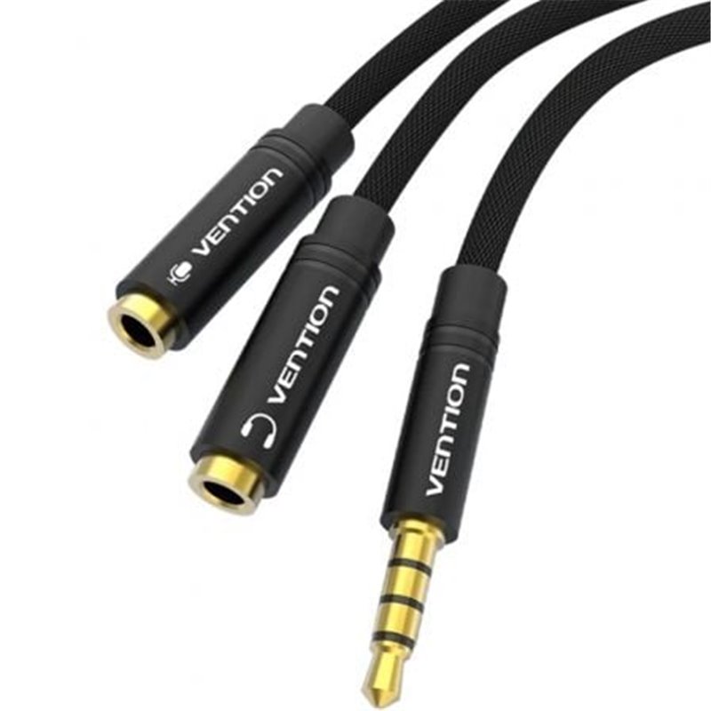 Cable Est�reo Vention BBMBY/ Jack 3.5 Macho - 2x Jack 2.5 Hembra/ 30cm/ Negro