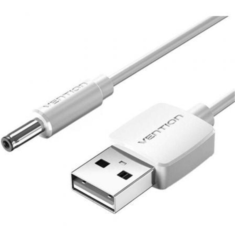 Cable Alimentaci�n Vention CEYWD/ USB-A Macho - DC 5.5mm Macho/ 50cm/ Blanco