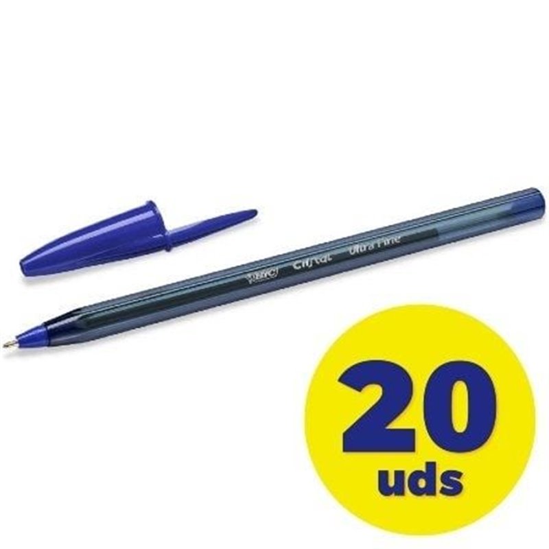 Caja de Bol�grafos de Tinta de Aceite Bic Cristal Exact Ultrafine 992605/ 20 unidades/ Azules