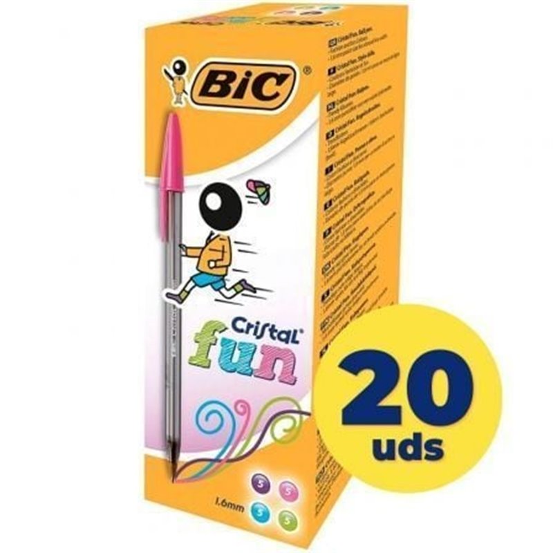 Caja de Bol�grafos de Tinta de Aceite Bic Cristal Fun 895793/ 20 unidades/ Colores Surtidos