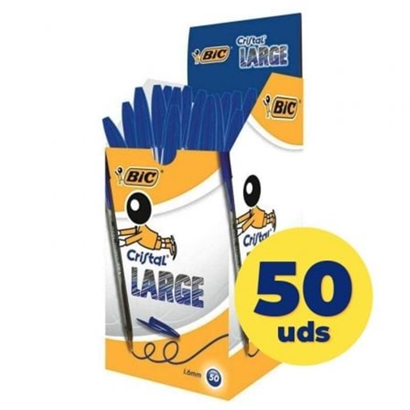 Caja de Bol�grafos de Tinta de Aceite Bic Cristal Large 880656/ 50 unidades/ Azules