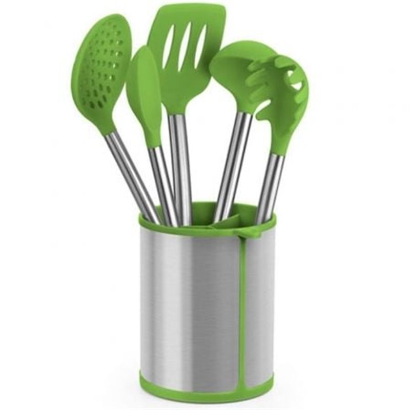 Set 5 Utensilios Bra Prior A197011/ Bote Porta Utensilios/ Esp�tula/ Cuchara/ Pasta/ Cazo/ Espumadera/ Cuchar�n