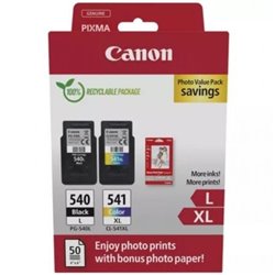 Cartucho de Tinta Original Canon PG-540L + CL-541 XL Multipack Alta Capacidad/ Negro/ Tricolor + Papel Fotogr�fico