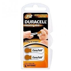 Pack 6 Pilas para Aud�fono Duracell DA312/ 1.6V