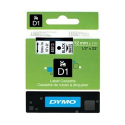 Cinta Rotuladora Adhesiva de Poli�ster Dymo D1 45021/ para Label Manager/ 12mm x 7m/ Blanca-Negra