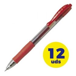 Caja de Bol�grafos de Tinta de Gel Retr�ctil Pilot G-2/ 12 unidades/ Rojos