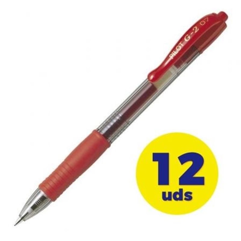 Caja de Bol�grafos de Tinta de Gel Retr�ctil Pilot G-2/ 12 unidades/ Rojos