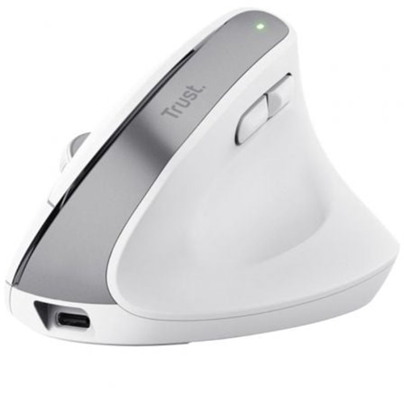 Rat�n Ergon�mico Inal�mbrico por Bluetooth Trust Bayo+/ Bater�a Recargable/ Hasta 2400 DPI/ Blanco