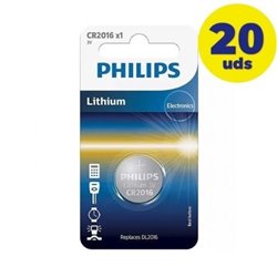 Pack de 20 Pilas de Bot�n Philips CR2016/ 3V