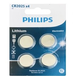 Pack de 4 Pilas de Bot�n Philips CR2025 Lithium/ 3V