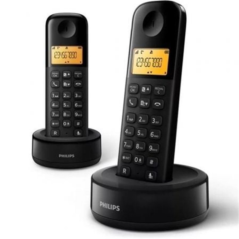 Tel�fono Inal�mbrico Philips D1602B/34/ Pack DUO/ Negro