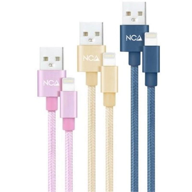 Cables USB 2.0 Lightning Nanocable 10.10.0401-CO2/ USB Macho - Lightning Macho/ 1m/ 3 Unidades/ Rosa, Dorado, Azul Pac�fico