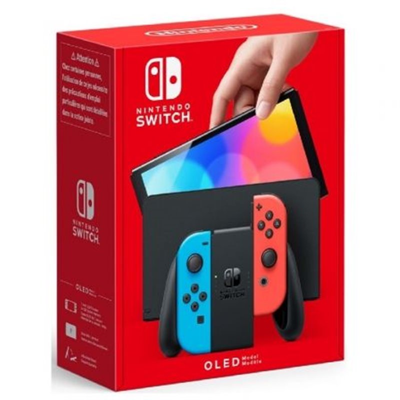 Nintendo Switch Versi�n OLED Azul Ne�n/Rojo Ne�n/ Incluye Base/ 2 Mandos Joy-Con