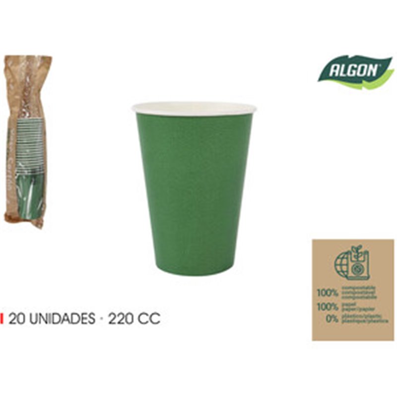 SET-20 VASO CARTON VERDE PINO 220CC ALGON