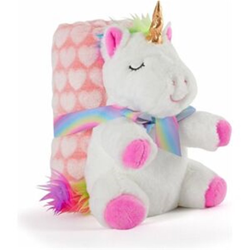 PELUCHE + MANTA SUAVE UNICORNIO TIARA 22CM