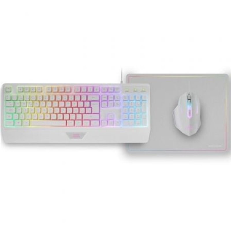 Pack Gaming Mars Gaming MCP124/ Teclado H-MECH  + Rat�n �ptico + Alfombrilla/ Blanco