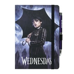 Cuaderno A5 premium + boligrafo proyector Miercoles Addams