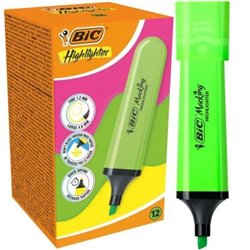 Caja de Marcadores Fluorescentes Bic Highlighter Flat Ne�n/ 12 unidades/ Verdes