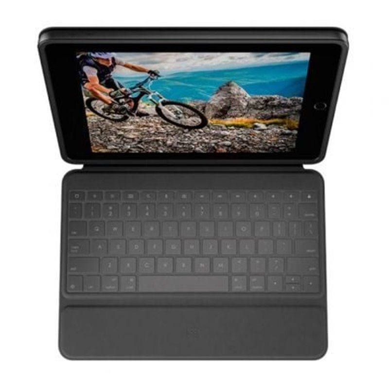 Funda con Teclado Logitech Rugged Folio para Tablets Apple Ipad 7� y 8� Generaci�n 10.2"/ Negro