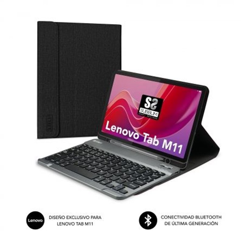 Funda con Teclado Subblim Keytab Pro Bluetooth para Lenovo Tab M11 de 11"/ Negra