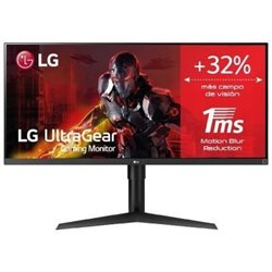 Monitor Gaming Ultrapanor�mico LG 34WP65G-B 34"/ WFHD/ 1ms/ 75Hz/ IPS/ Regulable en altura/ Negro