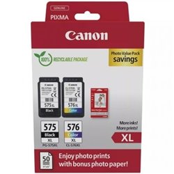 Cartucho de Tinta Original Canon PG-575XL + CL576XL Multipack Alta Capacidad/ Negro/ Tricolor + Papel Fotogr�fico