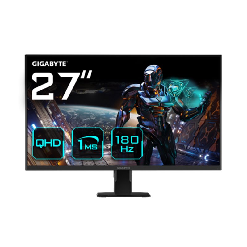 GIGABYTE GS27QA 27" Monitor de Juego QHD - 2560 x 1440 (QHD), 180Hz, 1ms, 300 cd/m2, FreeSync, HDR Ready, HDMI 2.0, Displayport 