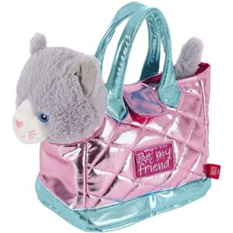 BOLSO MANO + PELUCHE ROSA GATO COCO 28CM