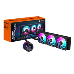 GIGABYTE Refrigeración líquida para CPU AORUS WATERFORCE X II 360 AIO - 3 ventiladores ARGB de 120 mm, pantalla LCD a todo color