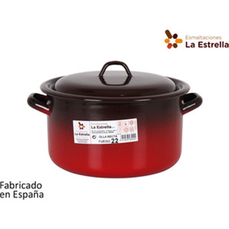 OLLA RECTA C/TAPA 22CM - 4,5L FUEGO