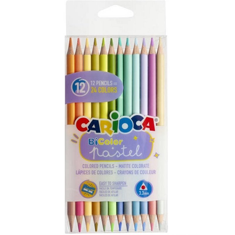 LAPICES DE COLORES BICOLOR PASTEL CARIOCA