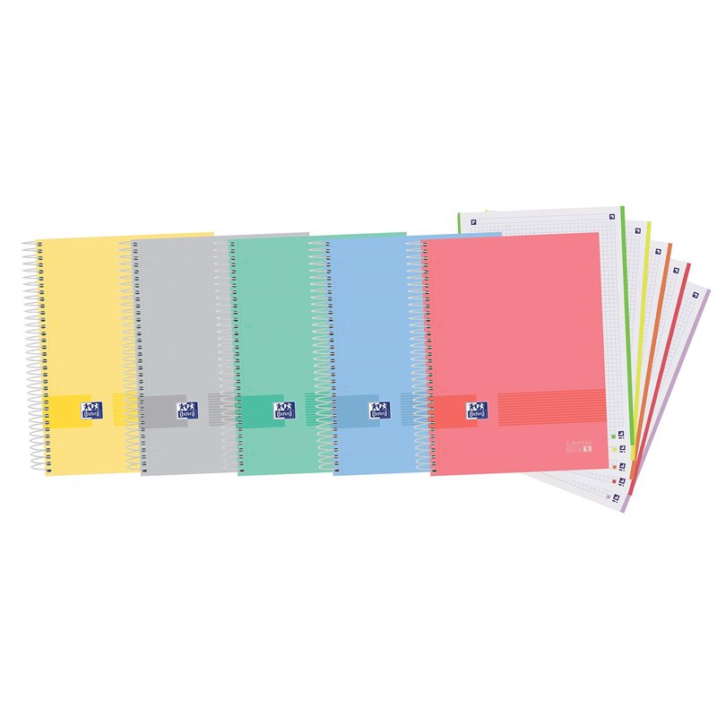 CUADERNO OXFORD A4 120H CUADRO 5X5 5 COLORES