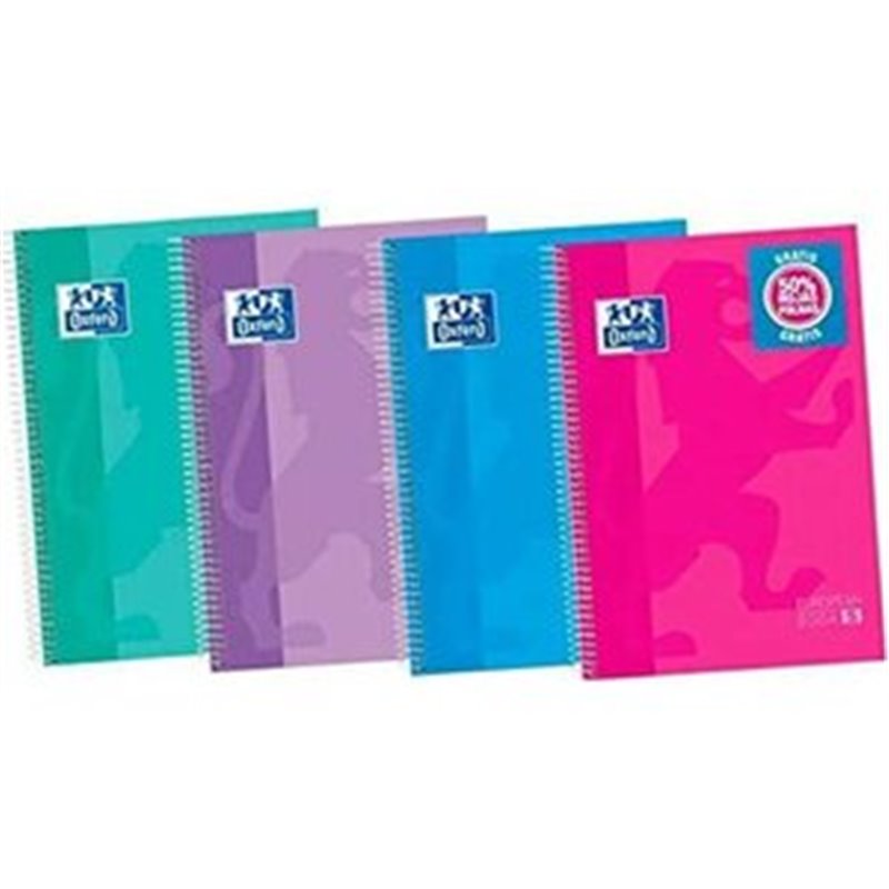 LIBRETA MULTIPERFORADA OXFORD 5X5 - A4 5 COLORES TENDENCIA