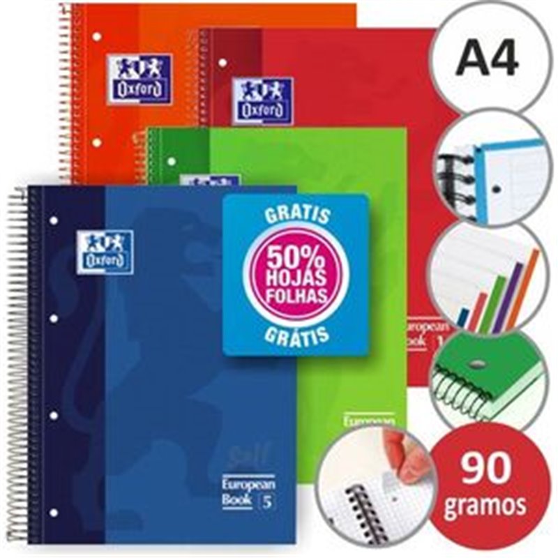 CUADERNO MULTIPERFORADO OXFORD - 120 HOJAS CUADROS 5 MM