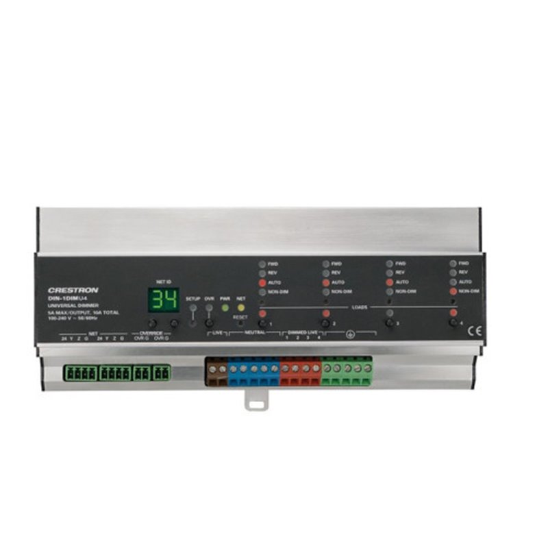 CRESTRON DIN RAIL UNIVERSAL DIMMER, 1 FEED, 4 CHANNELS (DIN-1DIMU4) 6501748