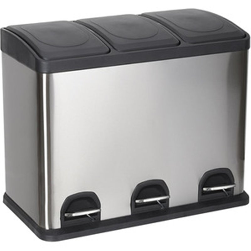 CUBO RECICLAJE SS C/PEDAL 3X15LTS CONFORTIME