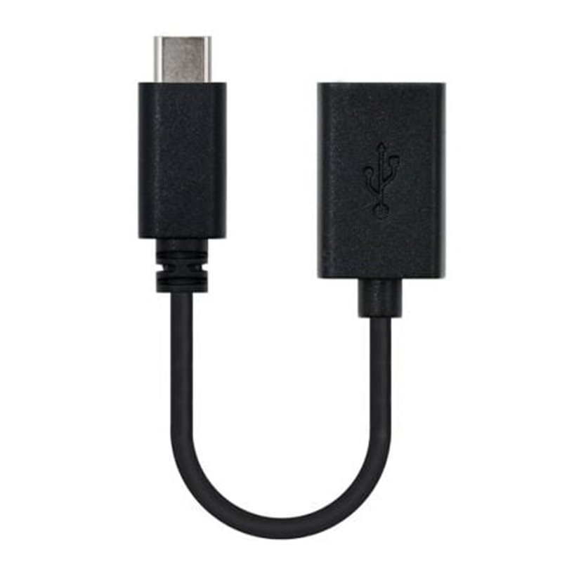 Cable USB 2.0 Tipo-C Nanocable 10.01.2400/ USB Tipo-C Macho - USB Hembra/ 15cm/ Negro