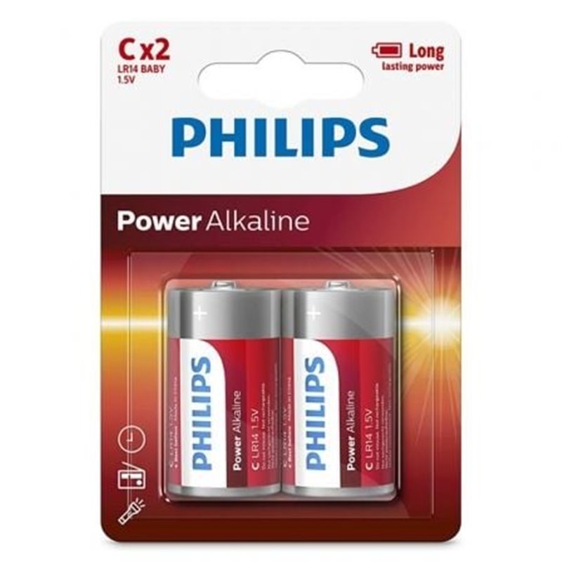 Pack de 2 Pilas C Philips LR14P2B/05/ 1.5V/ Alcalinas